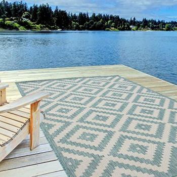 UV-Protected Aqua Diamond Garden Rug