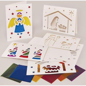 Create Your Own Nativity Stained Glass Greeting Cards (Pack of 6)
