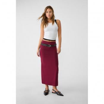Stradivarius Long Burgundy Skirt Size S