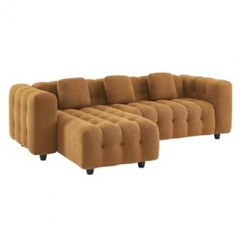 Canapé d'angle 3-4 places en bouclette texturée moutarde