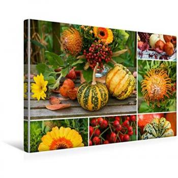 CALVENDO 45 × 30 cm Textil‑Leinwand, Querformat Kürbis‑Collage – Druck von DoraZett