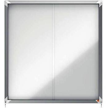 Nobo Vitrina Magnética para Interiores con Cerradura y Puerta Deslizante, para 12 Hojas A4, Premium Plus, Blanco, 1902570
