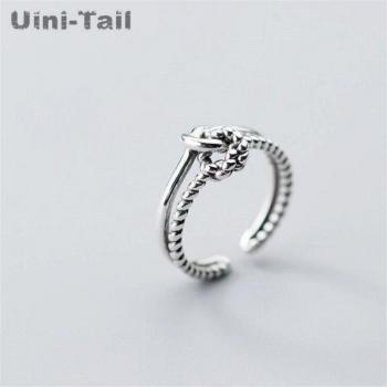 925 Sterling Silver Vintage Woven Twist Double Knot Ring