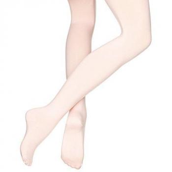 Youth Pink Ballet Tights with Feet, Performance Fabric, 5-7