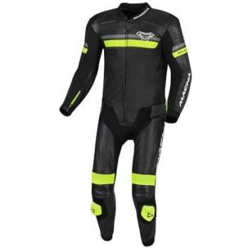 Tuta in Pelle Macna Diabro Uomo Nero-Giallo Fluo
