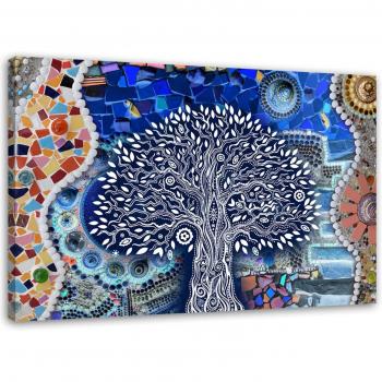 Cuadro Moderno Klimt Árbol de la Vida 100x70 Azul