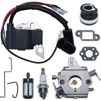 C1Q S57B Ignition Coil and Carburetor Kit for Stihl Chainsaws 017 018 MS170 MS180