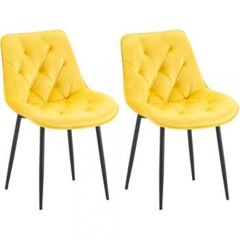 Pack 2 x chaises de salle à manger Wallace velours jaune – Kit
