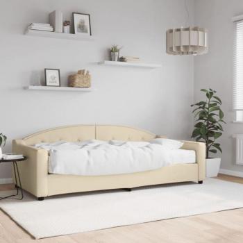 Sofá cama versátil tela crema 90x200 cm