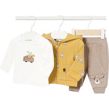 MAYORAL Baby Set 3-teilig Sweatjacke, Langarmshirt und Hose in Gelb, Größe 62