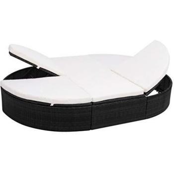 Lit de repos en résine tressée noir