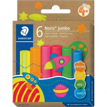 STAEDTLER Knete Noris Jumbo, 6 Glitterfarben