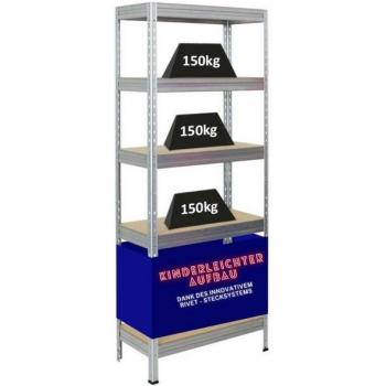 ProRegal Schwerlast‑Rivet‑Regal 180 cm × 75 cm × 35 cm – 150 kg/Fach – verzinkt