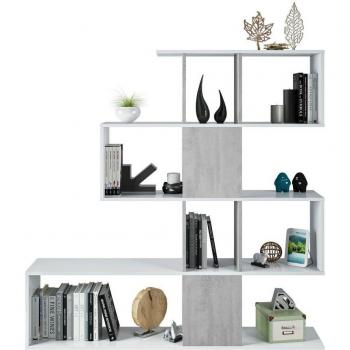 Estantería Elegante en Blanco Artik y Gris Cemento 145x145x28 cm