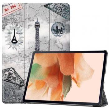 Pochette PU cuir Tour Eiffel pour Galaxy Tab S7 FE / S7 Plus / S8 Plus