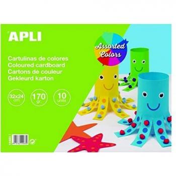 APLI 14483 Kartonblock 32 × 24 cm, 10 sortierte Blätter