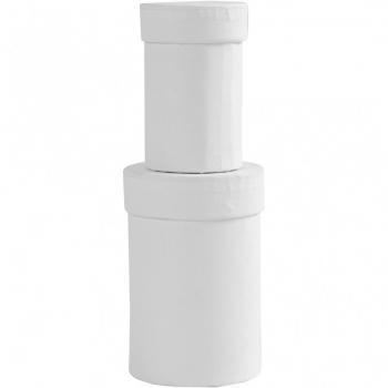 Set von runden weißen Deckelkartons, 2er Pack, H 7+9 cm, Ø 4,5+6 cm