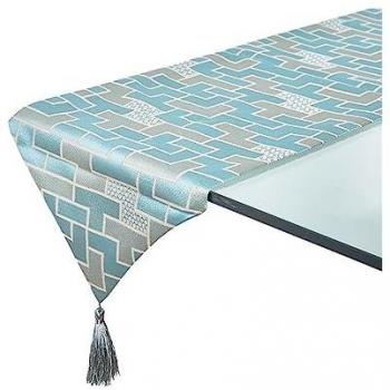 Camino de Mesa Joelene 30*180 cm Azul con Patrón de Rectángulos