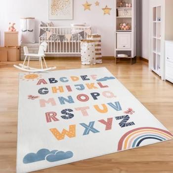 Alfombra Infantil Antideslizante Arcoíris Corazón Lunares 240x340 cm