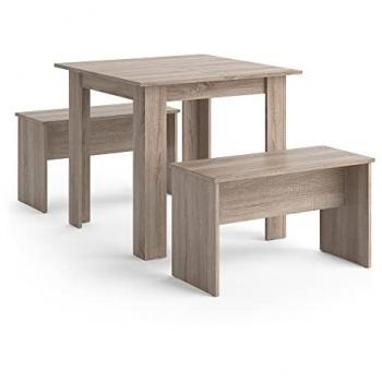 Comedor Sentio Sonoma 80x80 con Bancos Incluidos