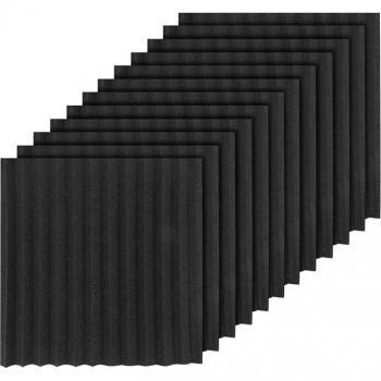 12 Pcs Black Sound Absorbing Foam Panels 2.5 x 30 x 30cm