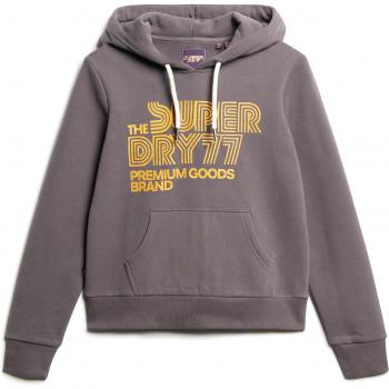 Superdry Retro Glitter Logo Hoodie Dark Grey Women's M