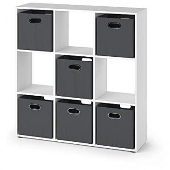 Meuble de rangement cube Nove, Blanc, 104 x 108 cm avec 6 boîtes pliantes Vicco