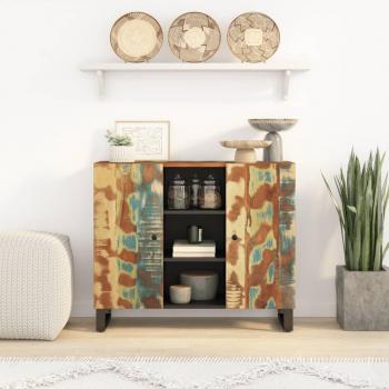 Buffet 90x33x75 cm en bois massif de récupération avec 2 portes