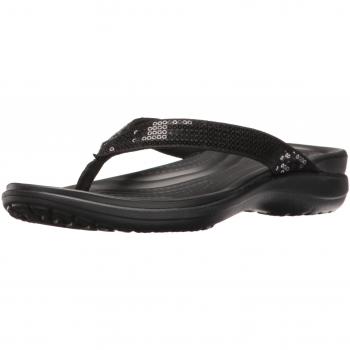 Chancla de Mujer Crocs Capri V Sequin, Negro, 37/38 EU