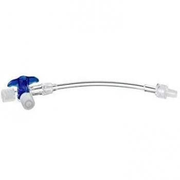 Discofix C Dreiwegehahn blau steril mit 10 cm Verbindungsleitung