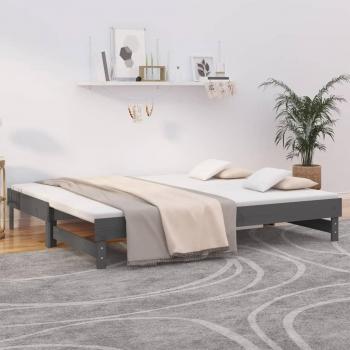 823381 vidaXL Lit coulissant Gris 2x(90x200) cm Bois de pin massif