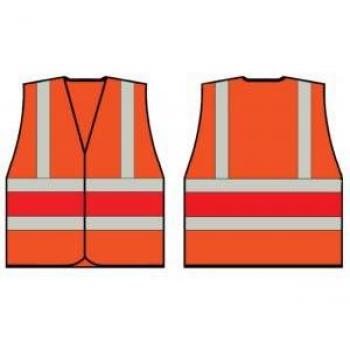 High Visibility Construction Worker Vest in Orange with Red Edging