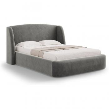 Lit de Chambre CXL Christian Lacroix Tête de lit coffre 140x200, Gris clair velours