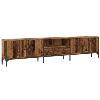 Meuble TV Pieds Réglables Design Moderne Vieux Bois 200x25x44 cm