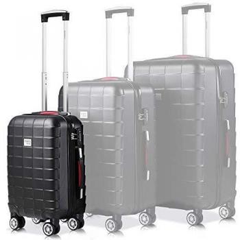 Valise rigide Exopack noire avec roulettes 360°, poignée télescopique et serrure TSA en plastique ABS