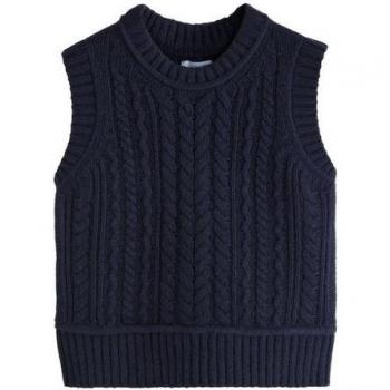 Débardeur en laine d'agneau 100% Premium bleu marine