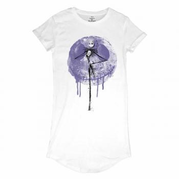Luna Goteante: Mujer Grande, Camisón Blanco con Motivo Oscuro
