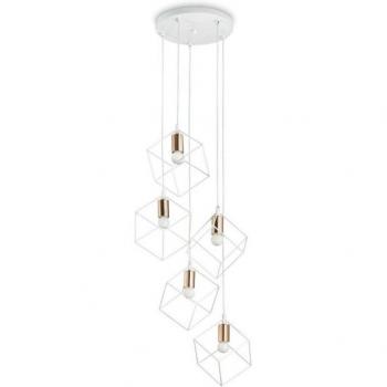Lámpara colgante en forma de jaula Ice, 5 luces E27