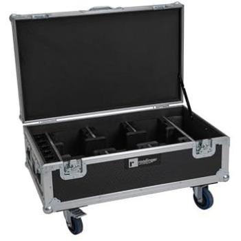 Roadinger Transportkoffer 6 × UP‑4 QCL – Spot QuickDMX MK2, integrierte Aufladung & Rollen