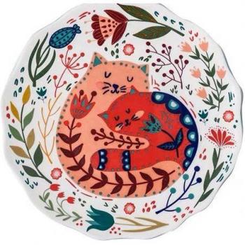 8 Inch Under Glazed Cat Plate
