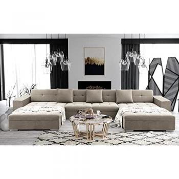 Canapé Panorama Ultra‑Large en U (beige)