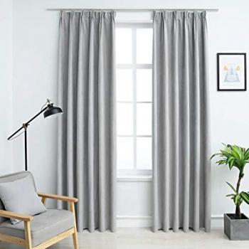 VidaXL Light Blocking Curtains with Hooks 2 pcs Grey 140x245 cm