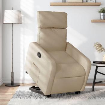 VidaXL Sillón reclinable elevable de tela color crema