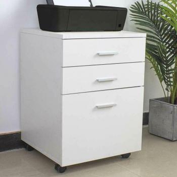 Ufficio Mobiletto Legno Mdf 3 Cassetti Bianchi
