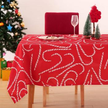 Deconovo Festliche Tischdecke 140x200 cm, Zuckerstangen‑Muster