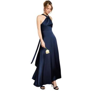 Coast Navy Satin Maxi Bridesmaid Dress, Women’s Petite Twist – 18
