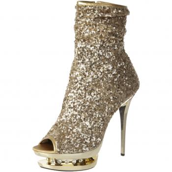 Pleaser BLONDIE-R-1008, Damen Kurzschaft Stiefel, Gold (Gold Pailletten/Gold Chrom), 40 EU