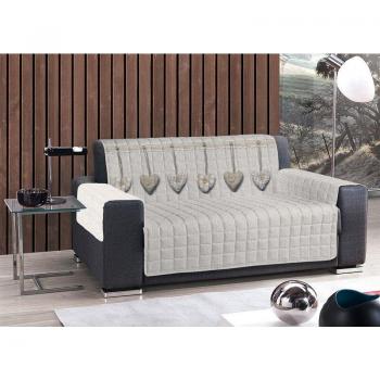 Copridivano Poltrona Beige con Motivo Cuore