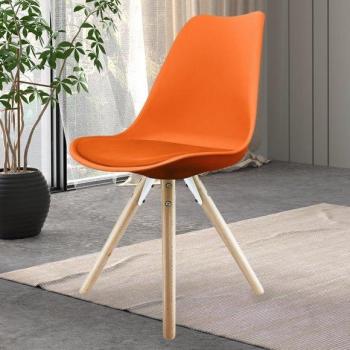 Fusion Living Platinum Orange Pyramid Leg Plastic Dining Chair