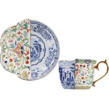 Half Landscape Half Flower Dinner Cup and Saucer